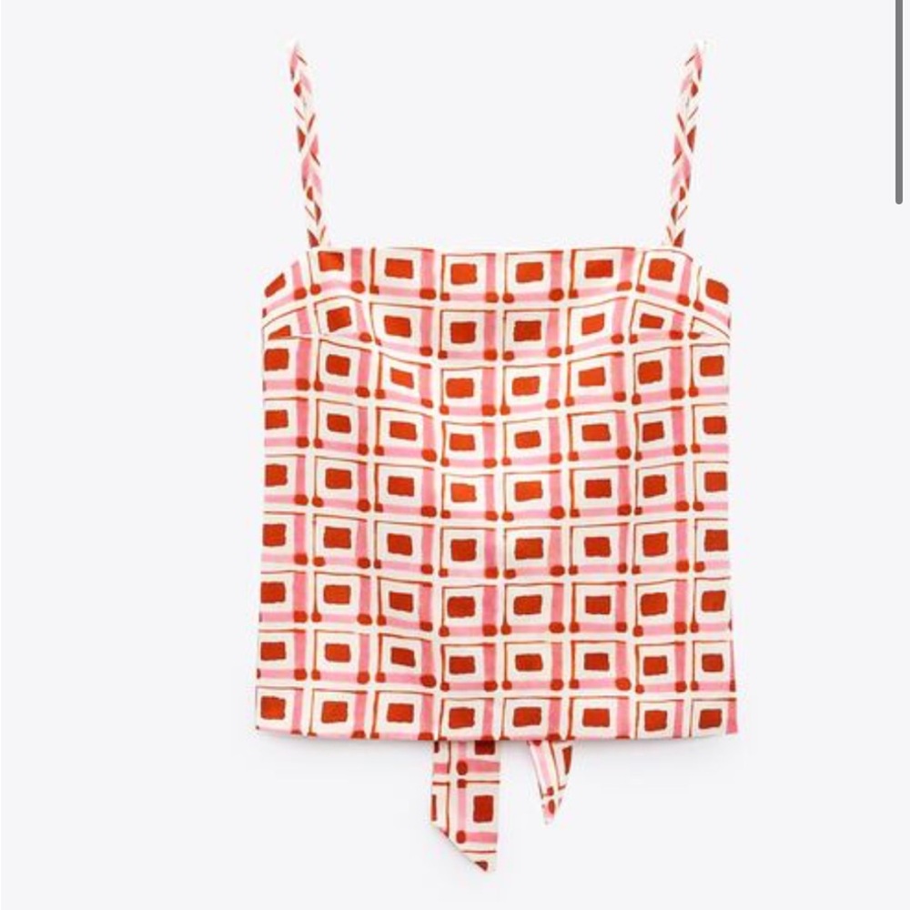 ZARA patterned open back tie top